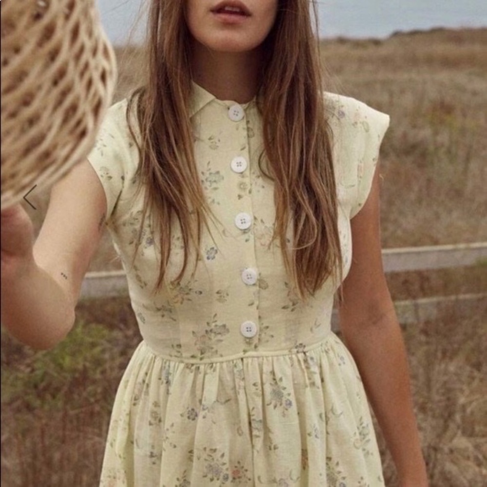 Christy Dawn Piper dress, S yellow floral linen